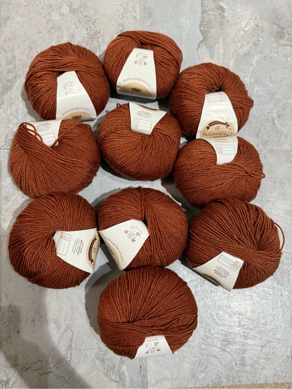 Lot of 10 Skeins Schmaberg Lace Thread Rust / Burnt Orange Merino Wool Blend